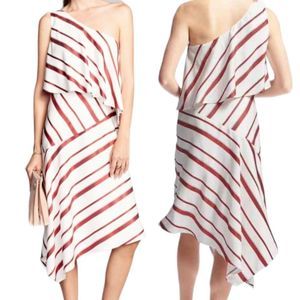 Banana Republic Layered Asymmetrical Cabanna Dress- Red & White Stripped-Size 2P
